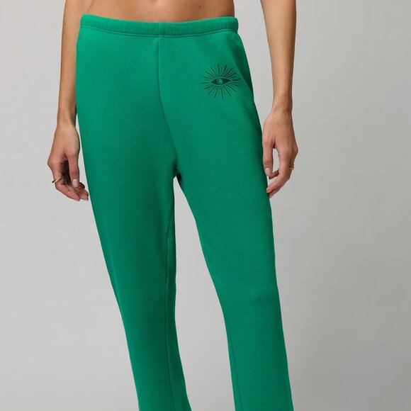 NWT Spiritual Gangster Seeing Eye Luna Sweatpants Joggers in Jade Green - Picture 1 of 10